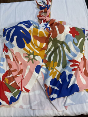 Vince Camuto Tropical Leaves Print Convertible Tankini Top Bathing Suit Large